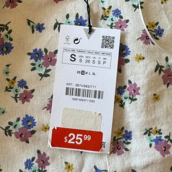 Zara | Women’s | Floral Square Neck Short Sleeve Crop Top | Size: S - Picture 6 of 6
